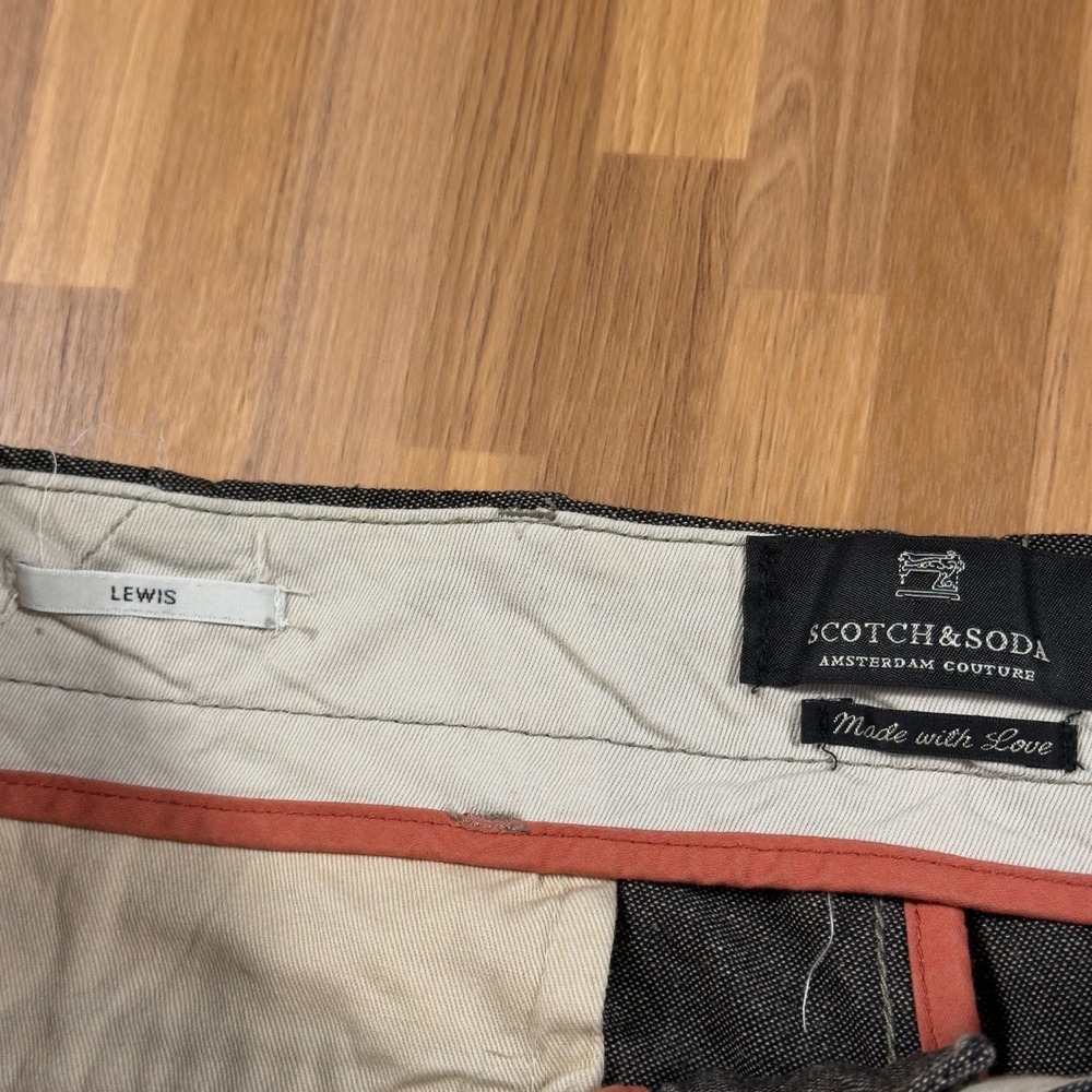 Scotch & Soda Lewis Slim Fit Trousers Mens 32x34 Charcoal Grey Textured Pants - Picture 5 of 13